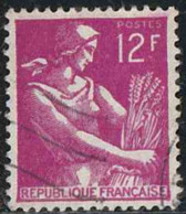 France 1957 Yv. N°1116 - 12F Lilas-rose - Oblitéré - 1957-1959 Moissonneuse