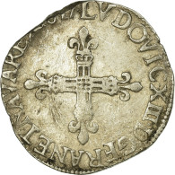 Monnaie, France, Louis XIII, 1/4 Écu à La Croix, 1/4 Ecu, 1617, La Rochelle - 1610-1643 Luis XIII El Justo