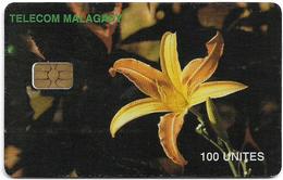 Madagascar - Telecom Malagasy - Orchid Flowers - 100Units, Chip AX02, 100.000ex, Used - Madagascar