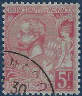 Monaco Albert 1er N°21 5 Fr Rose Vif Sur Vert Oblitéré Bon Centrage TTB - Oblitérés