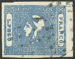 ARGENTINA: GJ.17A, 1P. MILKY Blue, Fantastic Used Example, Superb! - Buenos Aires (1858-1864)