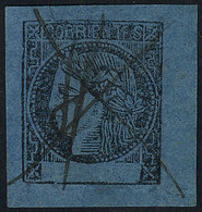 ARGENTINA: GJ.3, Blue, With DOUBLE Pen Cancel (of 2 Different Places), Very Rare, Superb! - Corrientes (1856-1880)