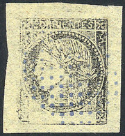 ARGENTINA: GJ.6, Yellow, With Extremely Rare Mute BLUE Dotted Cancel Of Corrientes, Superb, Very Few Known! - Corrientes (1856-1880)