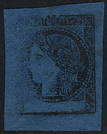 ARGENTINA: GJ.7, Dark Blue With VARIETY: "Partially Unprinted On The Left", Superb, Spectacular!" - Corrientes (1856-1880)