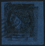 ARGENTINA: GJ.7b, Dark Blue With Variety: Very Notable Complete DOUBLE IMPRESSION, Excellent Quality And Very Rare! - Corrientes (1856-1880)