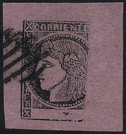 ARGENTINA: GJ.9, Rose-lilac With VARIETY: Large Unprinted Area At Right, Used With Barred Cancel, Superb And Very Rare! - Corrientes (1856-1880)