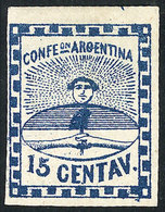 ARGENTINA: GJ.3A, 15c. Dark Blue, Composition B, Mint Original Gum, Very Fine Quality, Very Rare! - Used Stamps
