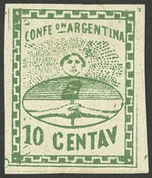 ARGENTINA: GJ.5A, 10c. Large Figures, DARK Green, Superb Example! - Usati