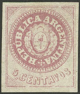 ARGENTINA: GJ.7d + 7b, 5c. WITH Accent, Dull Plate, Also With Variety "8 Cut Angles", Mint With Intact FULL ORIGINAL GUM - Neufs