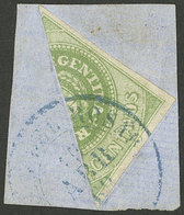 ARGENTINA: GJ.8BI, 10c. Green, Diagonal BISECT Used As 5c. In Rosario, On Fragment, Excellent Quality, Extremely Rare, W - Ungebraucht