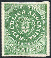 ARGENTINA: GJ.8B, 10c. Dark Green, Attractive Example Of Very Ample Margins, Spectacular Color And Very Fresh, Superb! - Ungebraucht