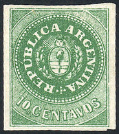 ARGENTINA: GJ.8B, 10c. Dark Green, Attractive Example Of Very Ample Margins, Spectacular Color And Very Fresh, Superb! - Unused Stamps