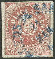 ARGENTINA: GJ.15B, Narrow C, In The Rare Orangish Brick Red Color (used In Santa Fe), Excellent Quality, Very Scarce! - Unused Stamps