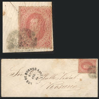 ARGENTINA: GJ.19, 1st Printing, Beautiful Example Franking A Cover Sent From Buenos Aires To Rosario On 23/JUL/1864, Wit - Briefe U. Dokumente