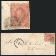 ARGENTINA: GJ.19, 1st Printing, Beautiful Example Franking A Cover Sent From Buenos Aires To Rosario On 23/JUL/1864, Wit - Brieven En Documenten