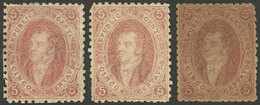 ARGENTINA: GJ.20, 3rd Printing, 3 Mint Examples In Carminish Dun-red, Orangish Dun-red, And Coffee, All Of Excellent Qua - Covers & Documents