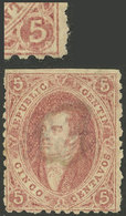 ARGENTINA: GJ.20m, 3rd Printing, With Variety "Bottom Right Angle Incomplete", Position 48, Mint With Part Original Gum, - Storia Postale