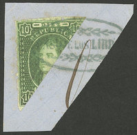 ARGENTINA: GJ.23BI, 10c. Diagonal BISECT Used As 5c., Tied On Fragment By Paso De Los Libres Cancel, Superb! - Lettres & Documents