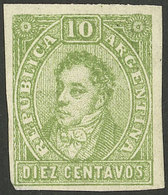 ARGENTINA: PROOFS AND ESSAYS: GJ.E 3, 1863 Unadopted Essay By Roberto Lange, 10c. Yellow-green, VF Quality, Rare! - Covers & Documents