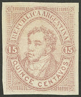 ARGENTINA: PROOFS AND ESSAYS: GJ.E 6, 1863 Unadopted Essay By Roberto Lange, 15c. Light Rose-carmine, VF Quality, Rare! - Covers & Documents