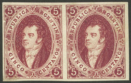 ARGENTINA: PROOFS AND ESSAYS: GJ.E 14, 1863 Proof Printed In London On Thick Grayish Paper, 5c. Lilac-carmine, Semi-clea - Lettres & Documents