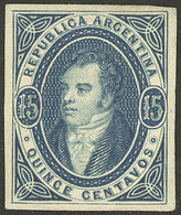 ARGENTINA: PROOFS AND ESSAYS: GJ.E 16, 1863 Proof Printed In London On Thick Grayish Paper, 15c. Slate Blue, Clear Impre - Cartas & Documentos