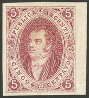 ARGENTINA: PROOFS AND ESSAYS: GJ.E 18, 1864 Proof Printed In Buenos Aires On White Paper Of 50/60 Microns, 5c. Rose-red, - Covers & Documents
