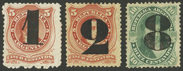 ARGENTINA: GJ.45/47, 1877 Provisional, Cmpl. Set Of 3 Mint Values, The Low Value Without Gum, The Rest With Original Gum - Covers & Documents