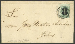 ARGENTINA: Entire Letter Sent To Lobos On 20/MAR/1877, Franked With GJ.47 And Cancel Of "OFICINA 11 DE SETIEMBRE", Excel - Covers & Documents