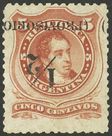 ARGENTINA: GJ.60e, Large P, With INVERTED OVERPRINT Variety, Mint Without Gum, Excellent Quality! - Briefe U. Dokumente