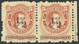 ARGENTINA: GJ.60o, Large P, Pair, The Right Stamp With PROVISOBIO Variety, Excellent Quality, Rare! - Cartas & Documentos