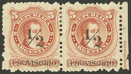 ARGENTINA: GJ.60o, Large P, Pair, The Right Stamp With PROVISOBIO Variety, Excellent Quality, Rare! - Brieven En Documenten