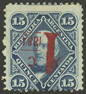 ARGENTINA: GJ.75b, INVERTED Vermilion Overprint, Mint, VF Quality, Rare, Signed By Victor Kneitschel On Back. - Covers & Documents