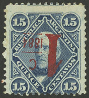 ARGENTINA: GJ.75b, INVERTED Vermilion Overprint, Mint, VF Quality, Rare, Signed By Victor Kneitschel On Back. - Cartas & Documentos