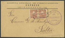 ARGENTINA: GJ.77, Pair Franking A Cover That Contained Printed Matter (1c. Domestic Rate), Sent From Buenos To Tucumán B - Brieven En Documenten