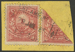 ARGENTINA: GJ.78BI, 1c. Example + Diagonal BISECT (total 1½c.) Franking A Fragment With Rectangular Datestamp Of "Estafe - Covers & Documents