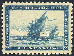 ARGENTINA: GJ.135a, 1892 2c. Discovery Of America With COMPLETE DOUBLE IMPRESSION Var., Mint Without Gum, Excellent Qual - Covers & Documents
