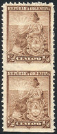 ARGENTINA: GJ.217PH, 1899 ½c. Liberty, Pair IMPERFORATE HORIZONTALLY, VF Quality! - Brieven En Documenten