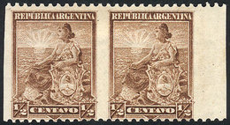 ARGENTINA: GJ.217PV, 1899 ½c. Liberty, Pair IMPERFORATE VERTICALLY, Excellent Quality, Rare! - Cartas & Documentos