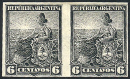 ARGENTINA: GJ.223P, 1899 6c. Liberty In IMPERFORATE PAIR, VF Quality, Rare! - Cartas & Documentos
