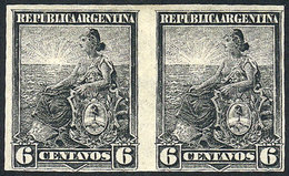 ARGENTINA: GJ.223P, 1899 6c. Liberty In IMPERFORATE PAIR, VF Quality, Rare! - Briefe U. Dokumente