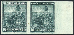 ARGENTINA: GJ.224P, 1899 10c. Liberty In IMPERFORATE PAIR, Superb, Rare! - Cartas & Documentos