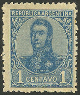 ARGENTINA: GJ.288, 1908 San Martín In Oval 1c. BLUE, Mint With Tiny Hinge Mark, Superb Example, Very Rare, Signed By Vic - Covers & Documents