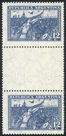 ARGENTINA: GJ.683EH, 1930 Revolution 12c., Vertical GUTTER PAIR, MNH (+50%), Superb! - Covers & Documents