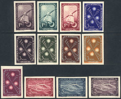 ARGENTINA: GJ.1026/8, 1954 Telecommunications, 12 PROOFS In Different Colors, Very Fine Quality, Rare! - Brieven En Documenten