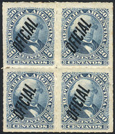 ARGENTINA: GJ.23, 20c. Velez Sársfield, Block Of 4 Excellent Quality, Rare! - Servizio