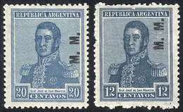 ARGENTINA: GJ.479/480, 1922 San Martín, Round Sun Wmk, Cmpl. Set Of 2 Values Of Excellent Quality, Rare! - Officials