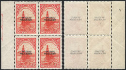 ARGENTINA: GJ.663a, 50c. Petroleum, With INVERTED OVERPRINT, MNH Block Of 4 (+50%), Also Offset Impression Of The Ovpt.  - Dienstmarken