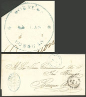 ARGENTINA: Rare "CORREOS DE LAS CONCHAS" Cancel In Blue Circle, On A Folded Cover Sent From Las Conchas To Buenos Aires, - Covers & Documents