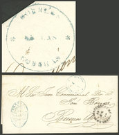 ARGENTINA: Rare "CORREOS DE LAS CONCHAS" Cancel In Blue Circle, On A Folded Cover Sent From Las Conchas To Buenos Aires, - Lettres & Documents